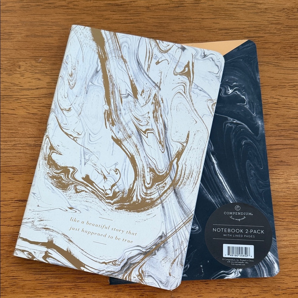 Compendium 2 pack of Gold & Black Notebooks NEW Journals with lined pages